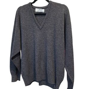 Pringle of Scotland Gray V-Neck Sweater Relaxed Fit 100% Wool